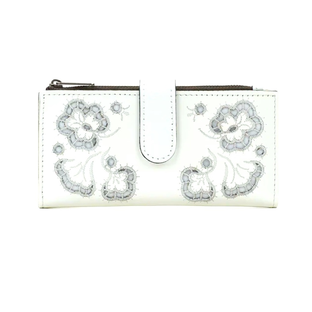 Patricia Nash “Nazari” wallet leather with sophisticated French lace design.